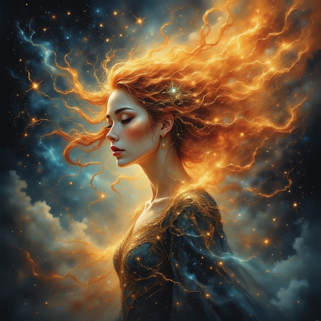 Cosmic Star Hair in Boris Vallejo Style