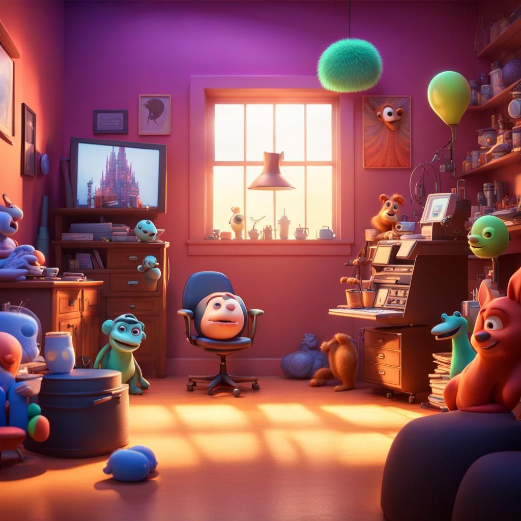 Pixar Style 3D Render with Gradient Background