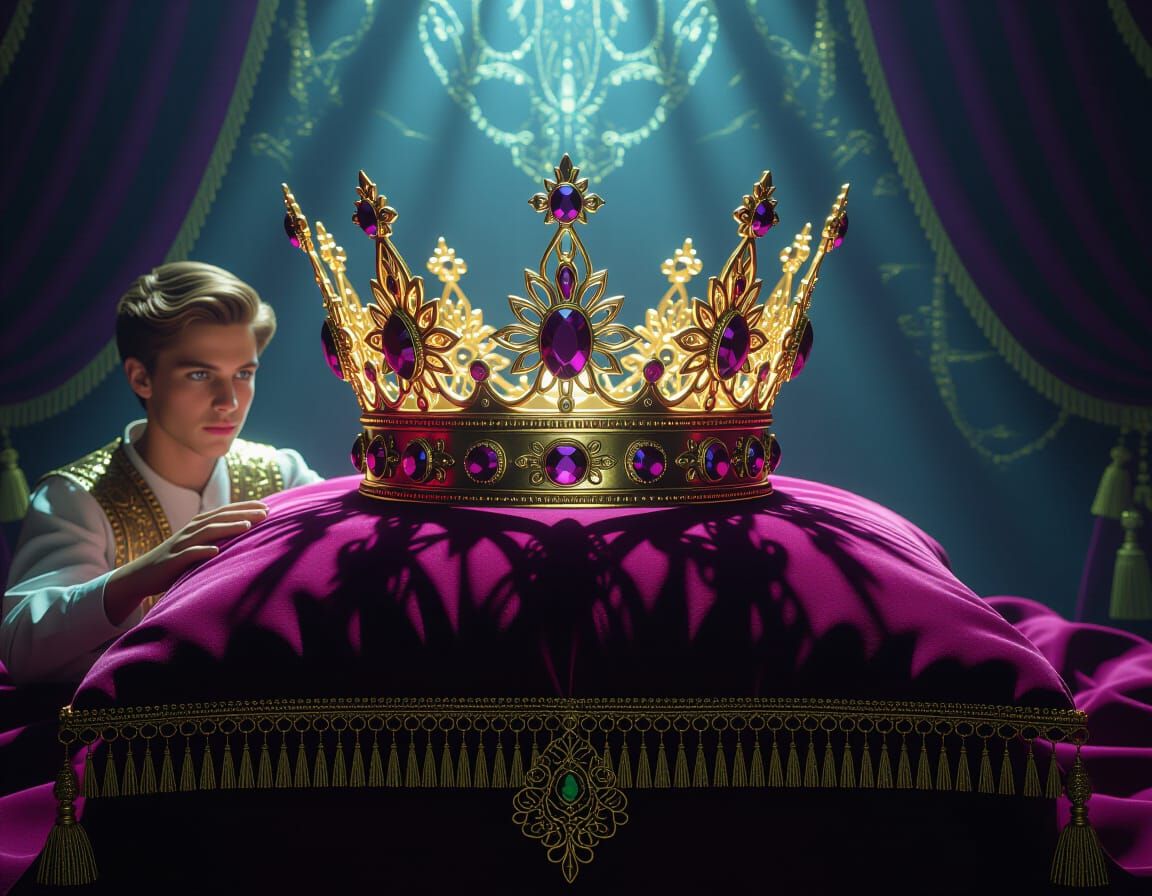 Mystical King's Crown on Velvet Couffin