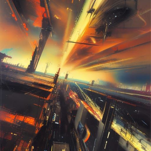 Private Eye in Dystopian Storm, Digital Art