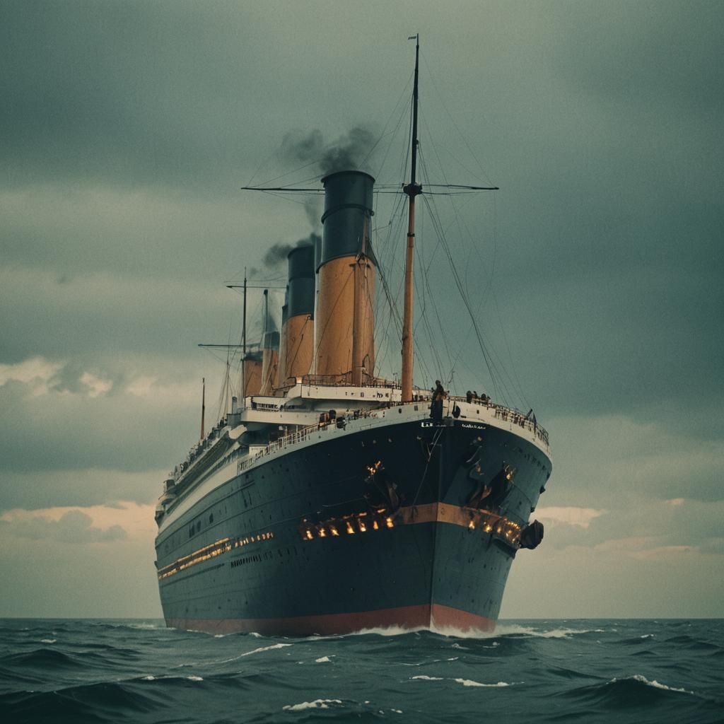 Dramatic Film Still of the Titanic