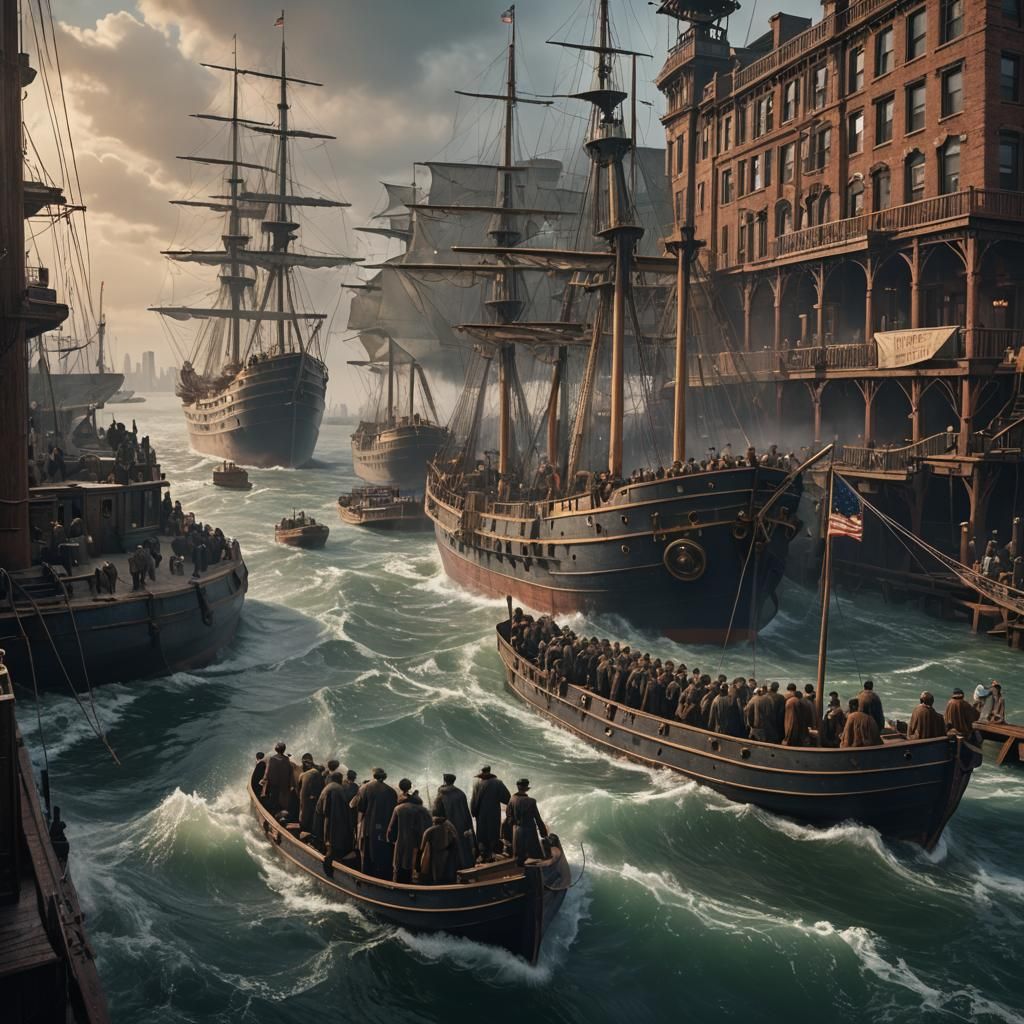 Poor Emigrants Arriving in New York: Matte Painting