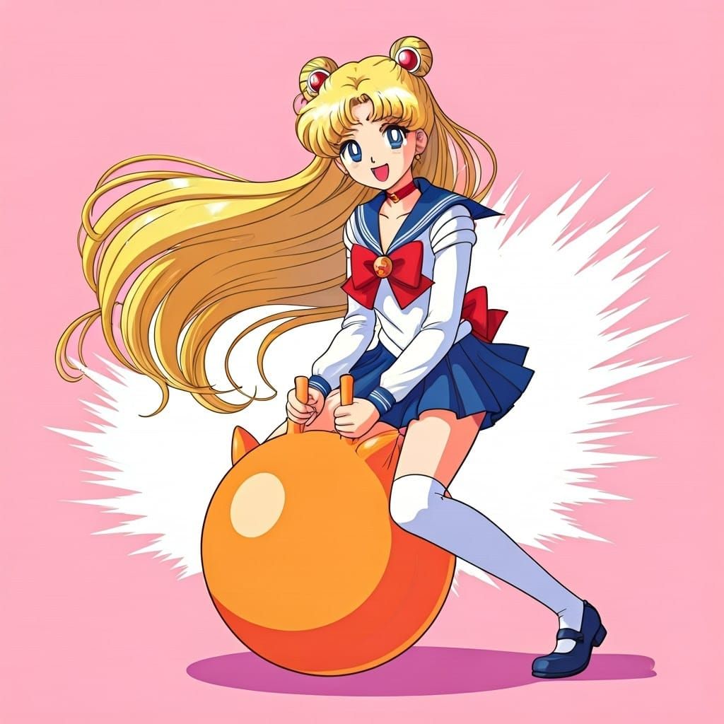 Minako Aino Bouncing on Hopper Ball, Manga Style