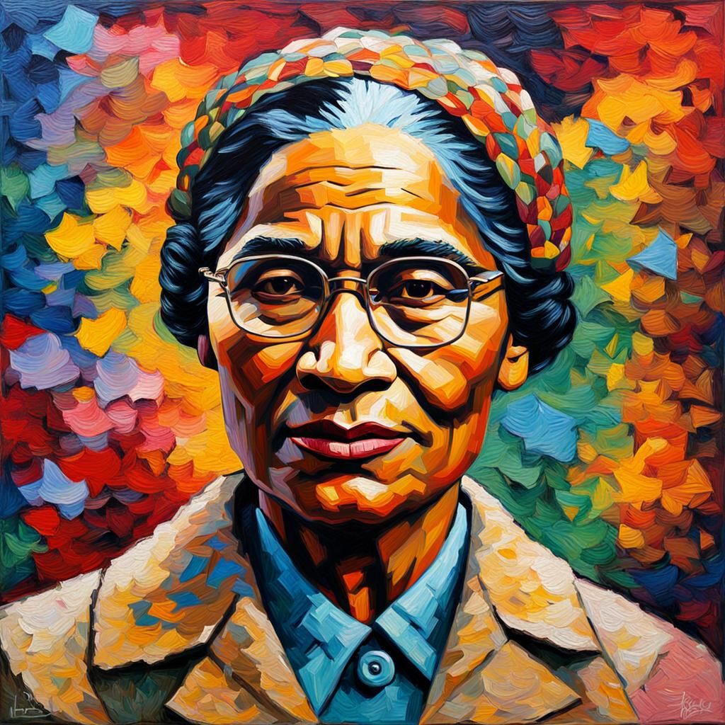 Rosa Parks Portrait in Expressionist Impasto Style