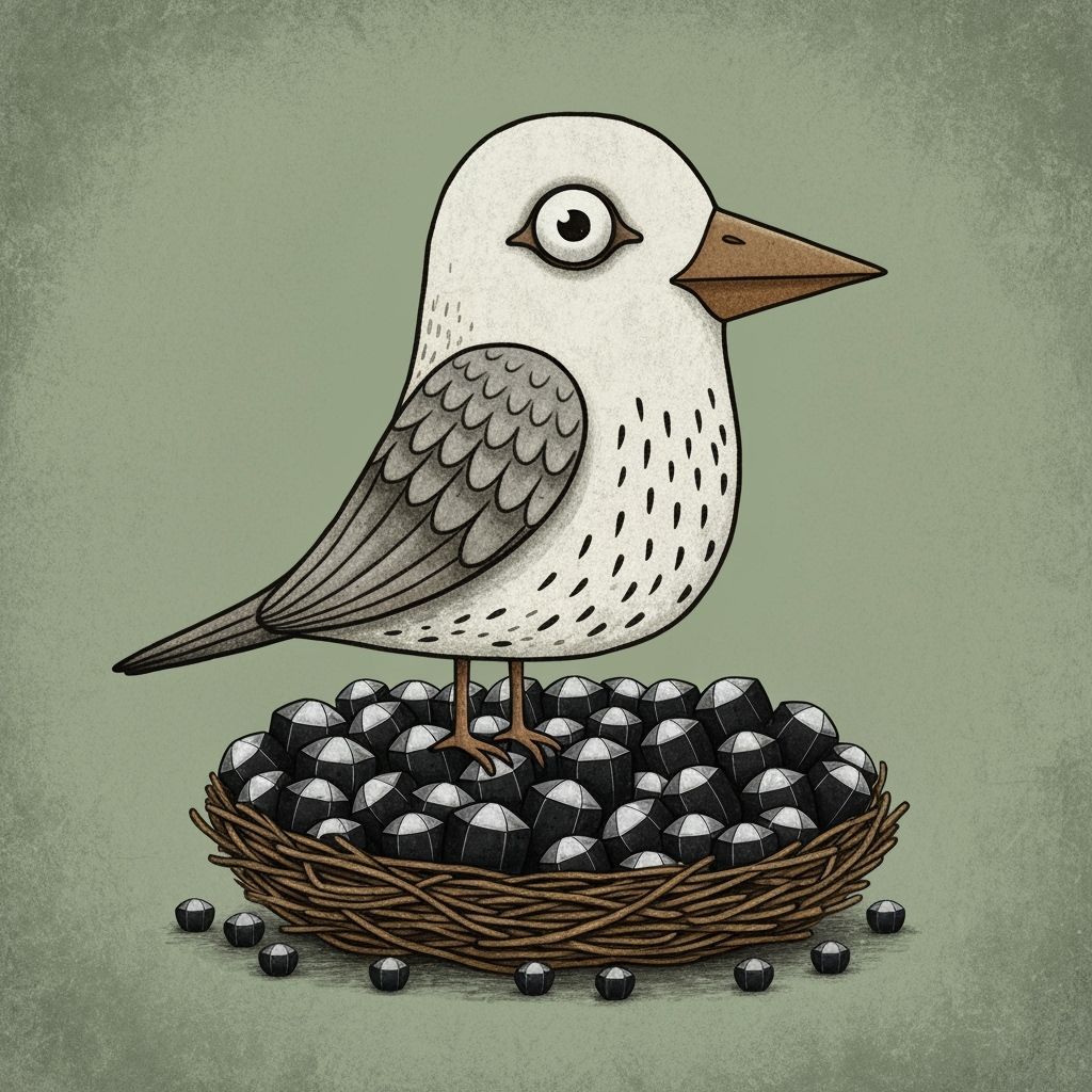 Naive Style Bird Nesting on Black Gems