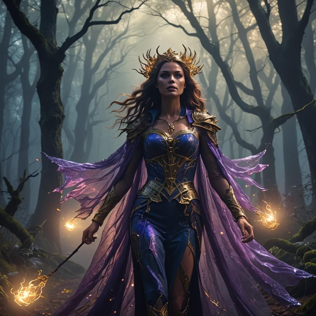 Mystical Runway: Supernatural Supermodel in Ethereal Forest