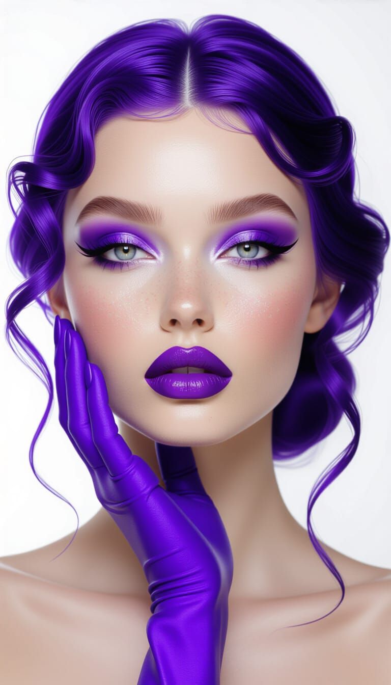 Purple Skinned Woman in Photorealistic Surrealism