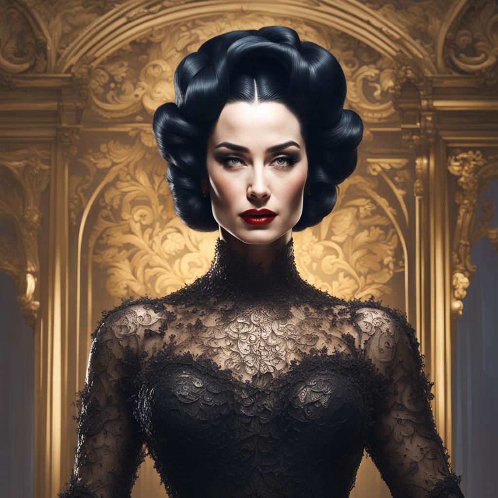 Dita Von Tease Portrait in Art Nouveau Style