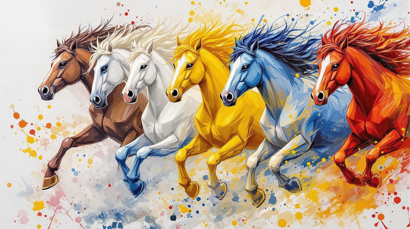 Vibrant Horses in Impasto Style