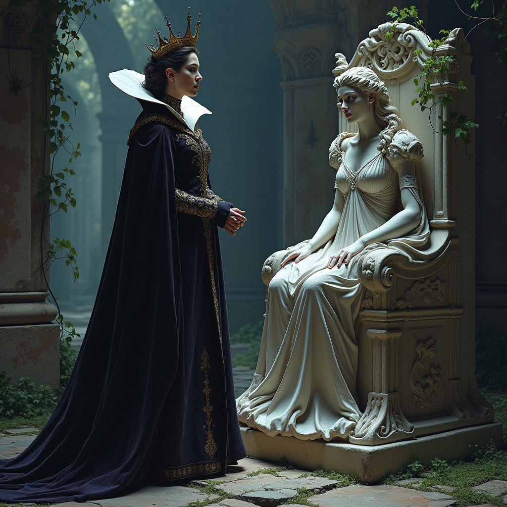 Evil Queen Triumphant: Snow White Marble Statue