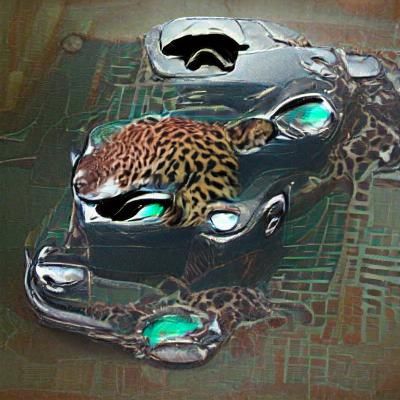 Surreal Jaguar Emerging from Corruption