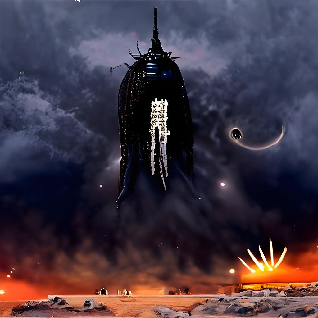 Apocalyptic Monster Temple in Alien Desert Landscape