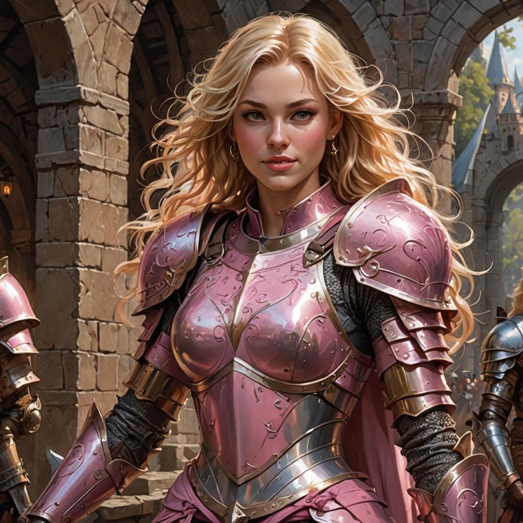 Breathtaking Pink Knight in Fantasy Armor