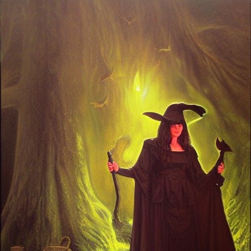 Witch in Oil Painting Style by James Gurney
