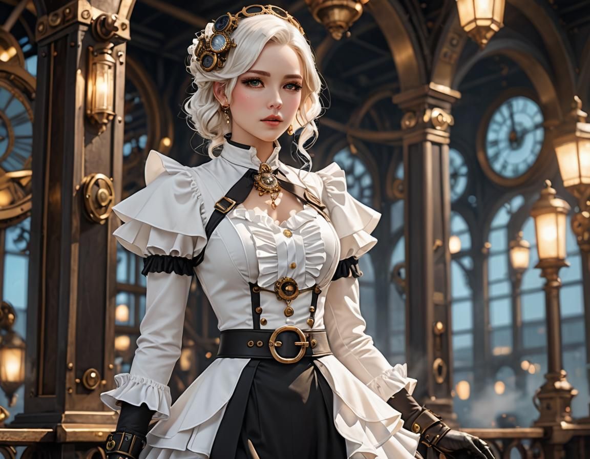 Steampunk 1930s Ladies Suit in 3D Anime Style