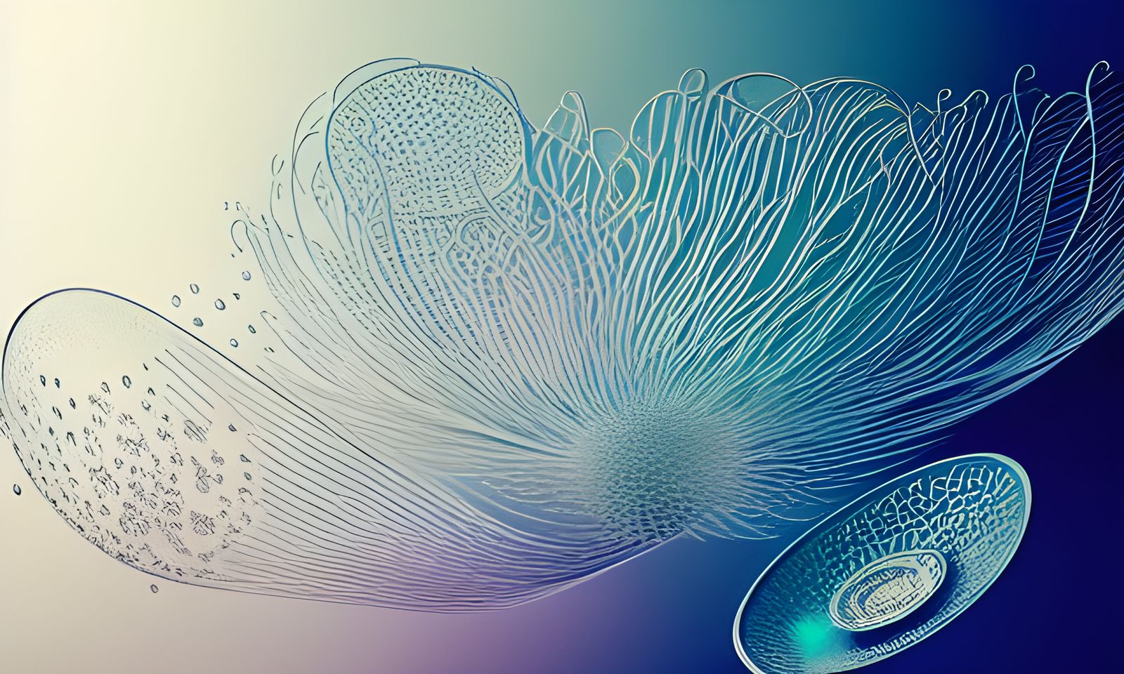 Detailed Ink Illustration with Silver Splashes