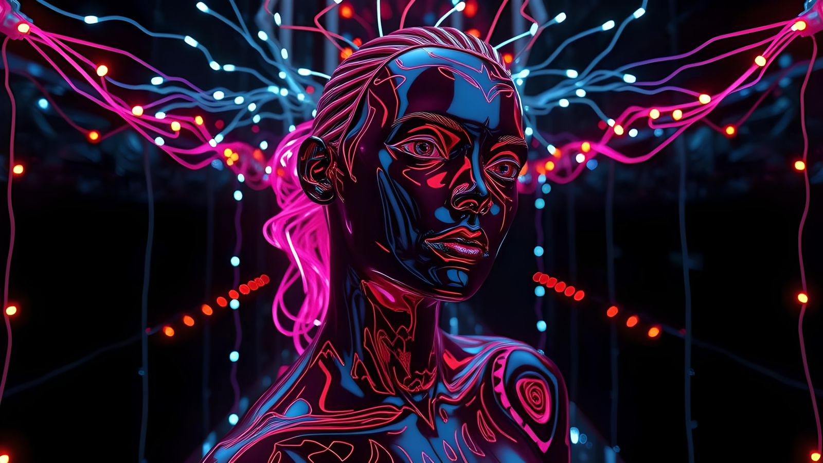 Liquid Metal Woman in Mirrored Room