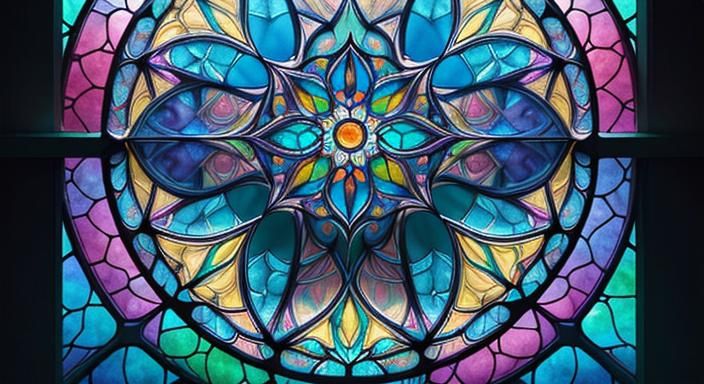 Detailed Mandala Glass Window in Splash Art Style