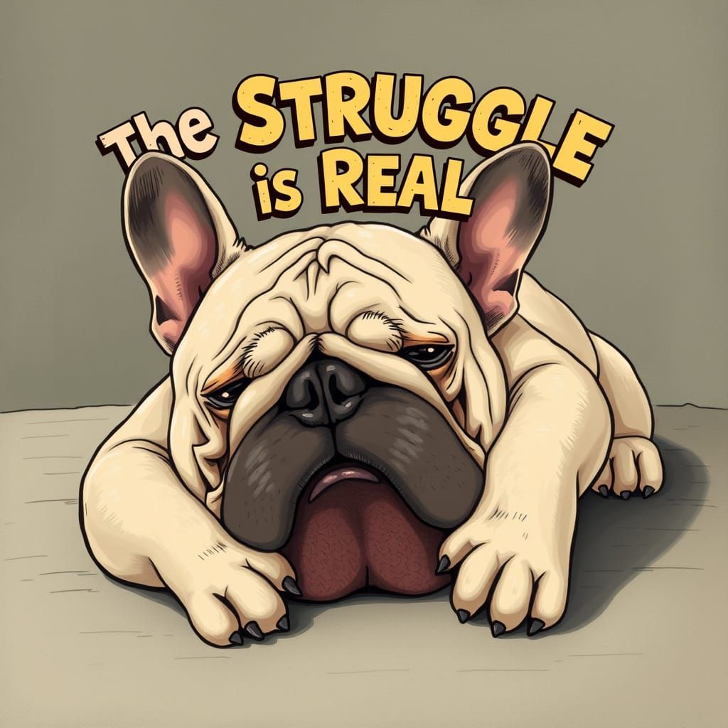 Exhausted French Bulldog in Melancholy Pose