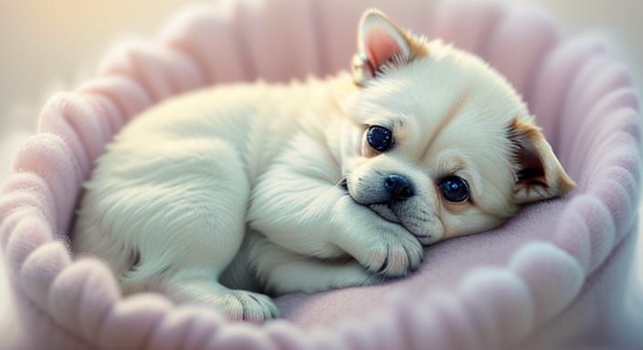 Zuchon Puppy Snuggles in Gentle Embrace