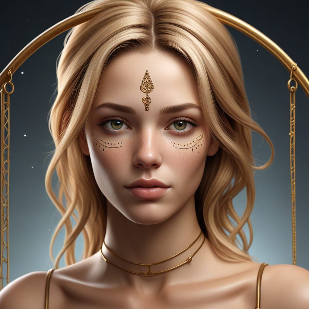 Photorealistic Woman as Libra Zodiac Symbol