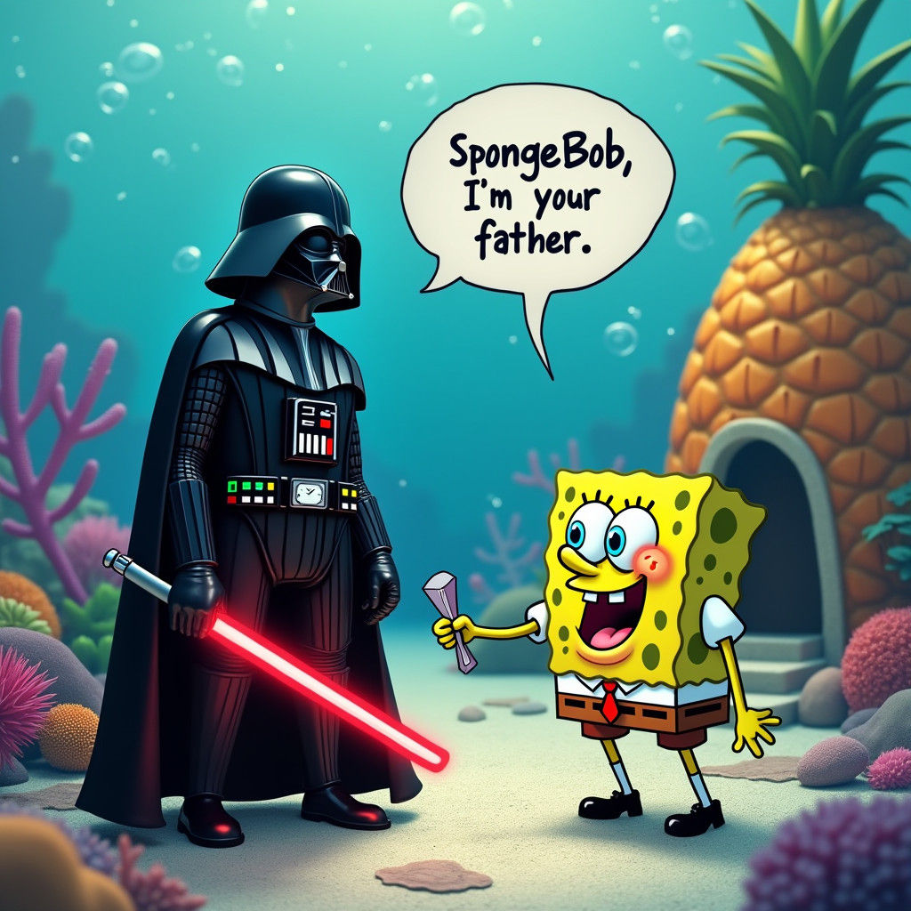 Darth Vader Meets SpongeBob in Underwater Scene