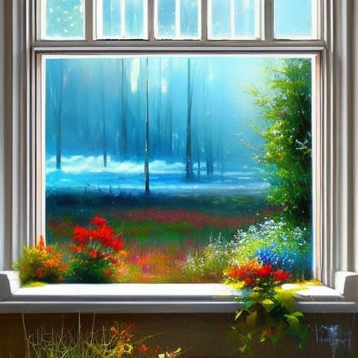 Romantic Symmetrical Window Fantasy Art