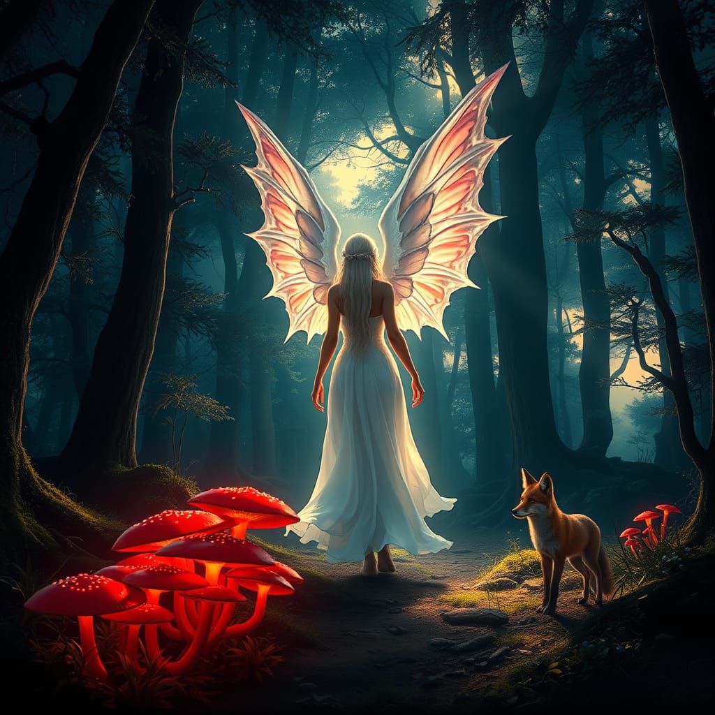 Elven Girl in Magical Forest with Mystical Glow