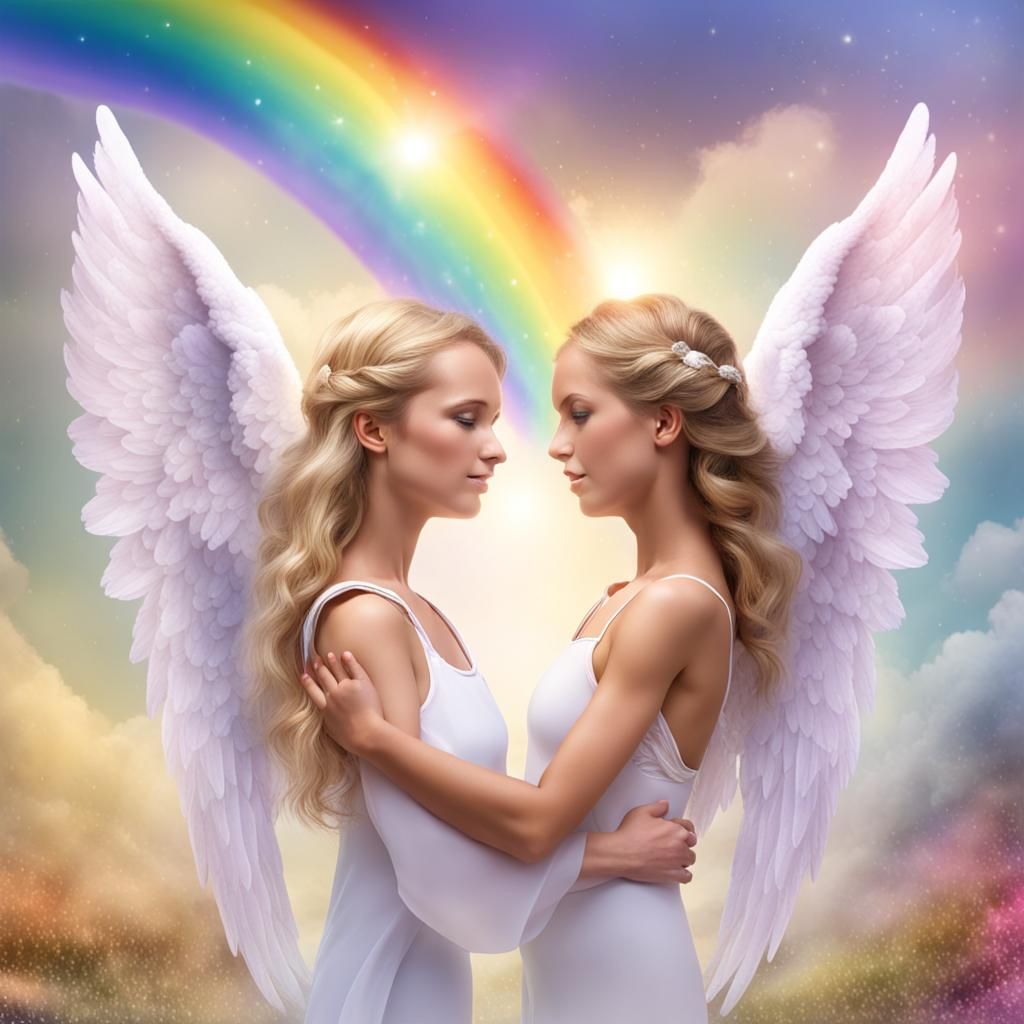 Angelic Embrace with Rainbow Light