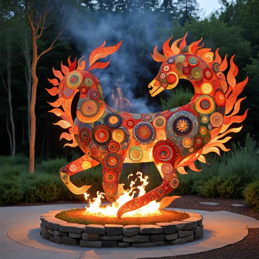 Whimsical Fire Sculpture in Trapunto Style