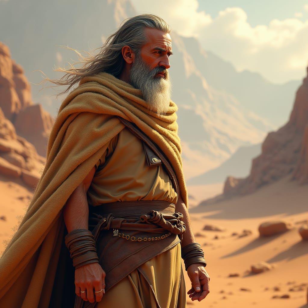 Prophetic Desert Wanderer in Fantasy Art Style