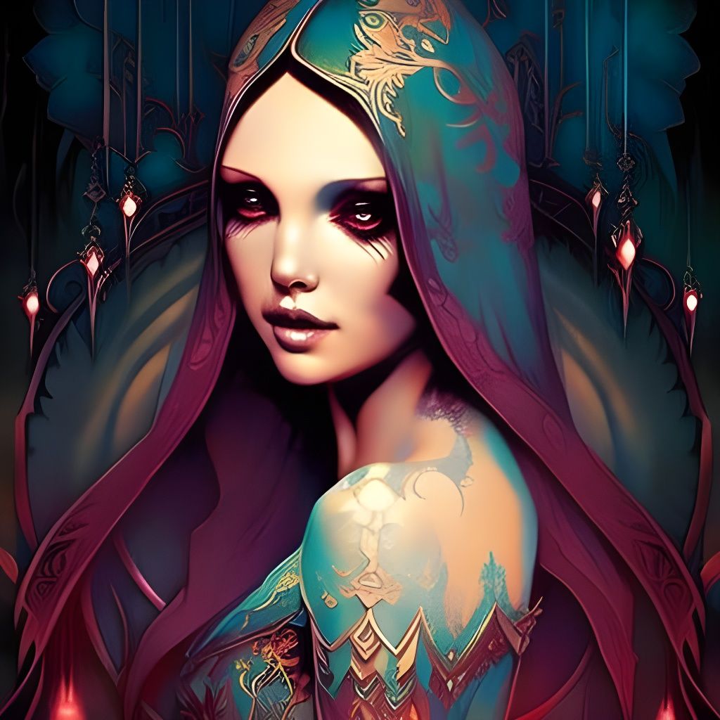 Gothic Witch with Dripping Copper Ink and Candles