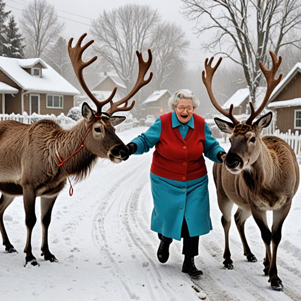 Christmas Chaos: Grandma's Reindeer Mishap