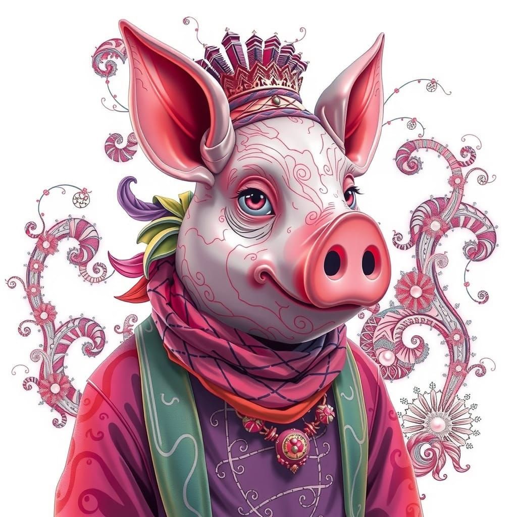 Pigman in Abstract Fractal Design, 3D Shading