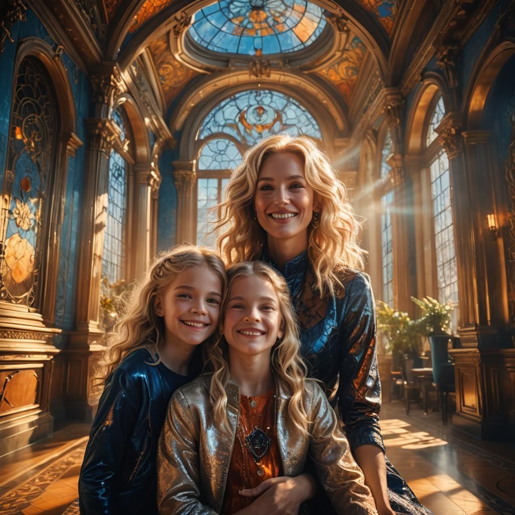 Luxurious Family Portrait in Fantastical Style