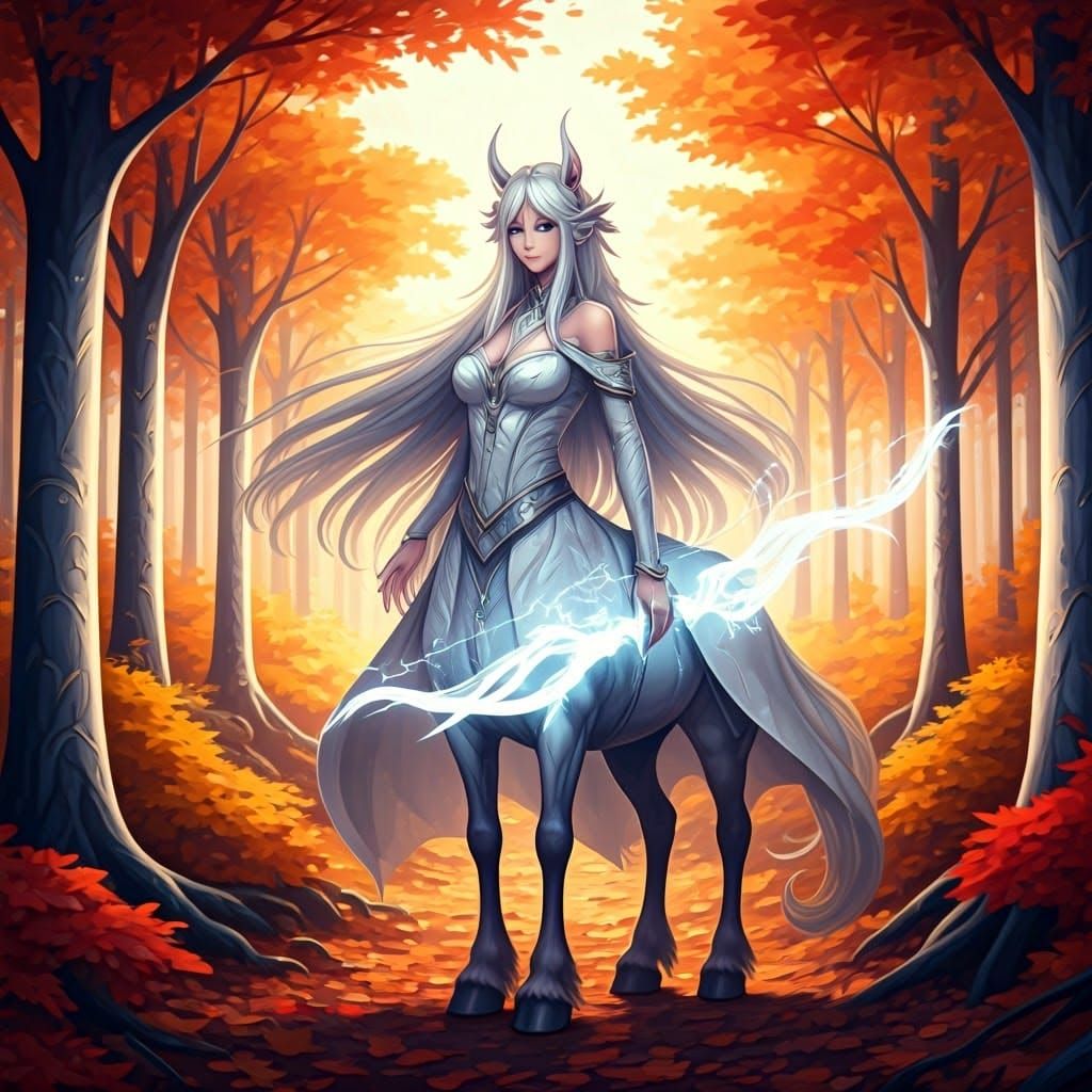 Enchanted Centaur Cleric in Autumn Forest