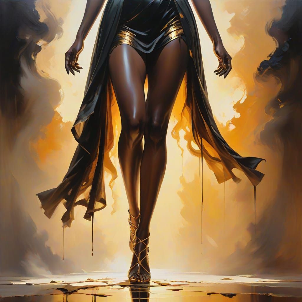 Surrealist Priestess Silhouette in Expressive Oil Painting