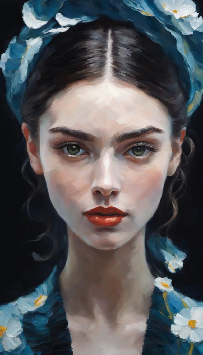 Stunning Woman in Post-Impressionist Impasto Style