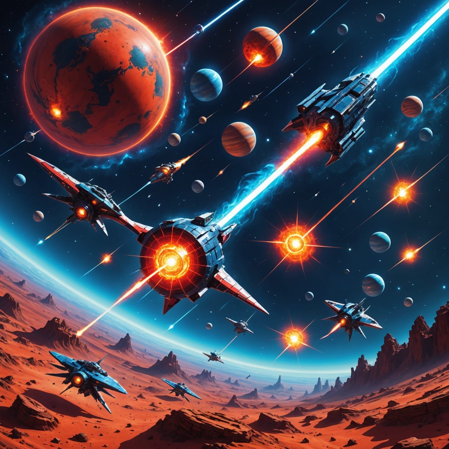 Epic Space Battle Near Gas Giant Planet