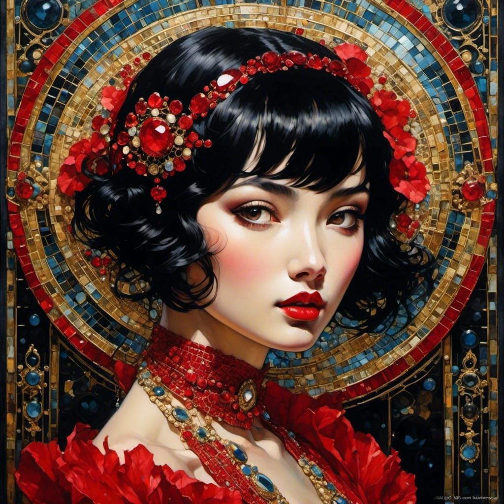 Elegant 1920s Woman in Gothic Oil Painting