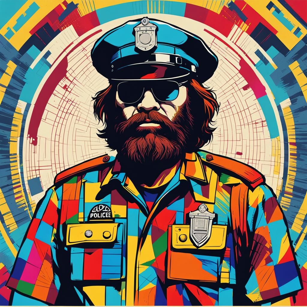 Caveman Police Officer in Pop Art Style