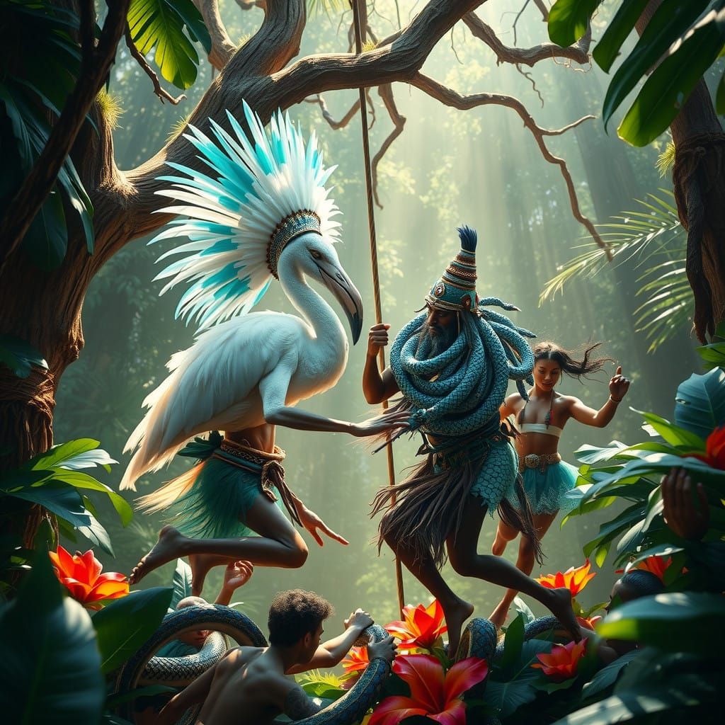 Regal Encounter in Vibrant Jungle Realm