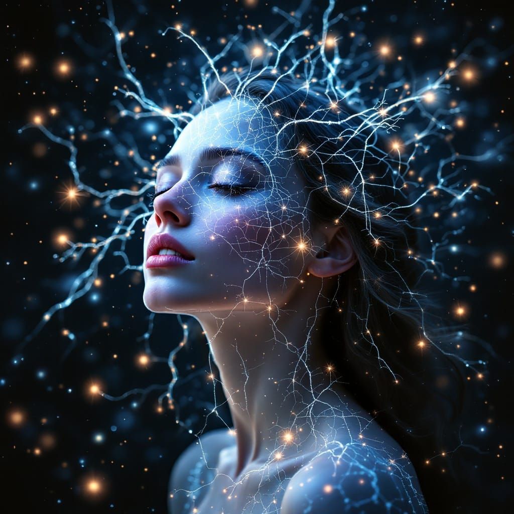 Ethereal Princess Unites Cosmic and Neural Realms