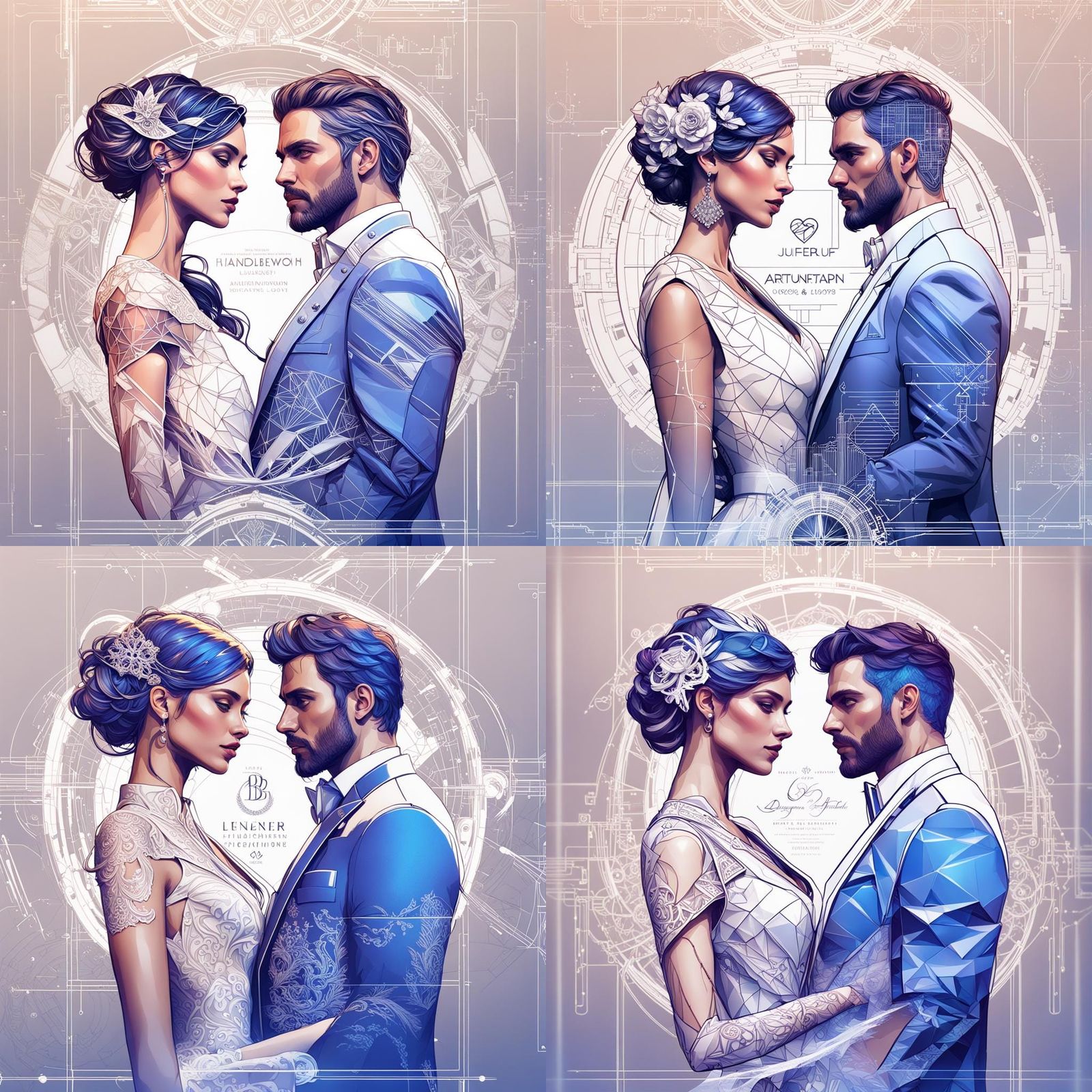 Engineer and Designer Wedding Invitation: Modern Art Nouveau