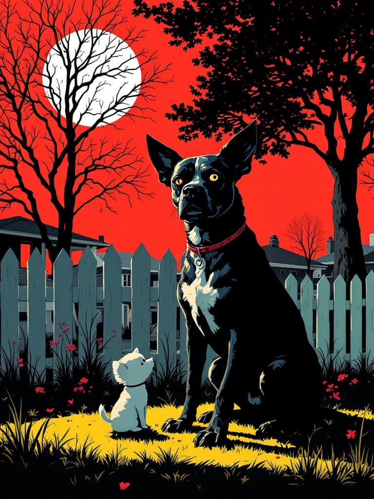 Suburban Gothic Dog Under Blood Sky, Noir Style