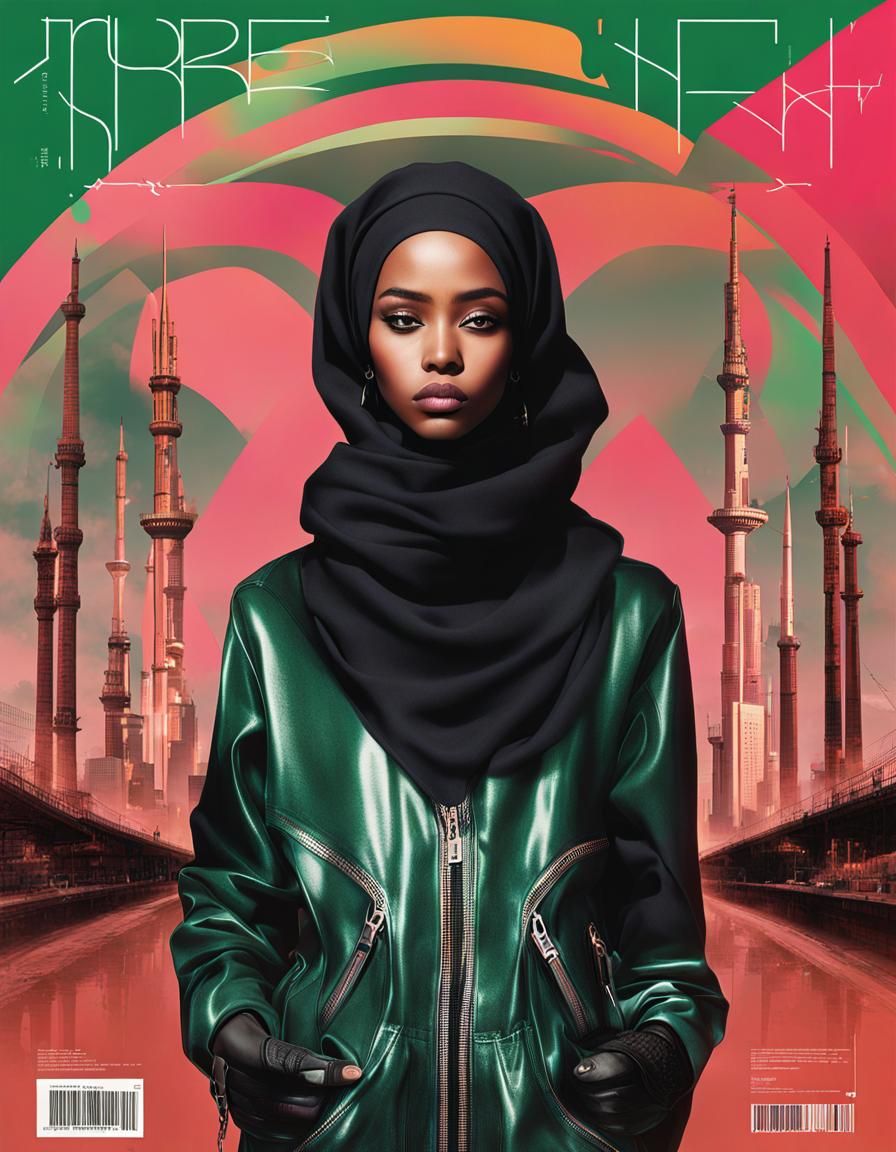 Fashion Magazine Cover: Muslim Woman in Afrofuturistic Style