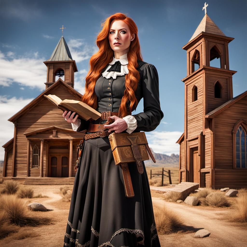 Redhead Preacher in the Old West: Hyperrealistic Portrait