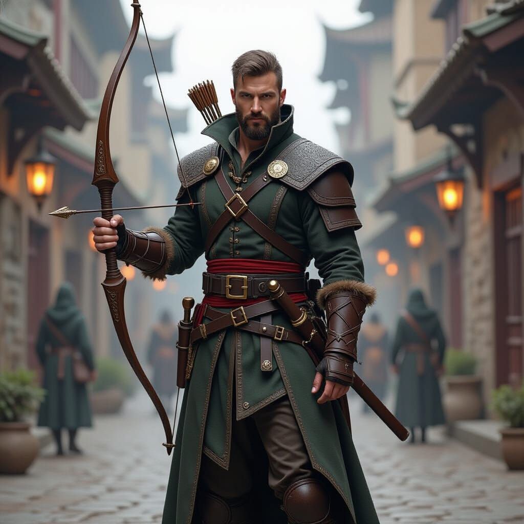 Heroic Medieval Man with Charisma in Fantasy World