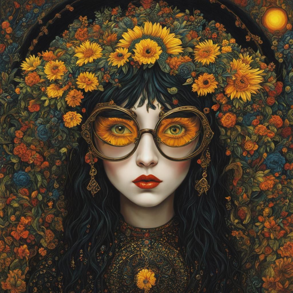 Emo Angel with Yellow Eyes: Gothic Surrealism