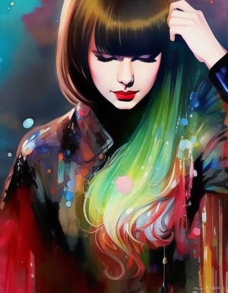 Taylor Swift as Watercolor Manga Illustration